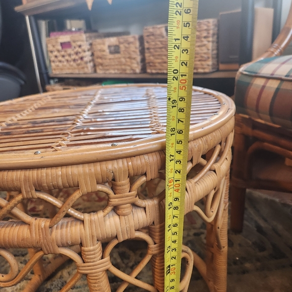 Vintage Bamboo Rattan Round End Table 1970s 70s Boho Bohemian Home Decor - Picture 7 of 7